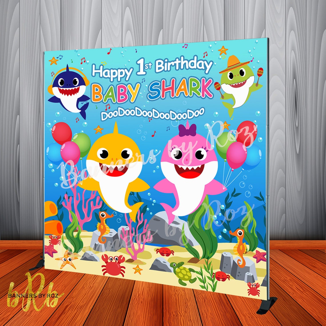 Baby Shark Birthday Party Backdrop Personalized Birthday | Etsy