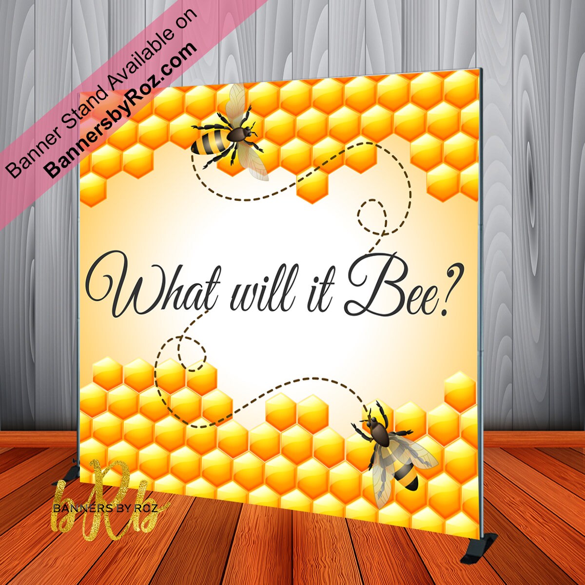 What Will It Bee Gender Reveal Backdrop Personalized For Baby Etsy