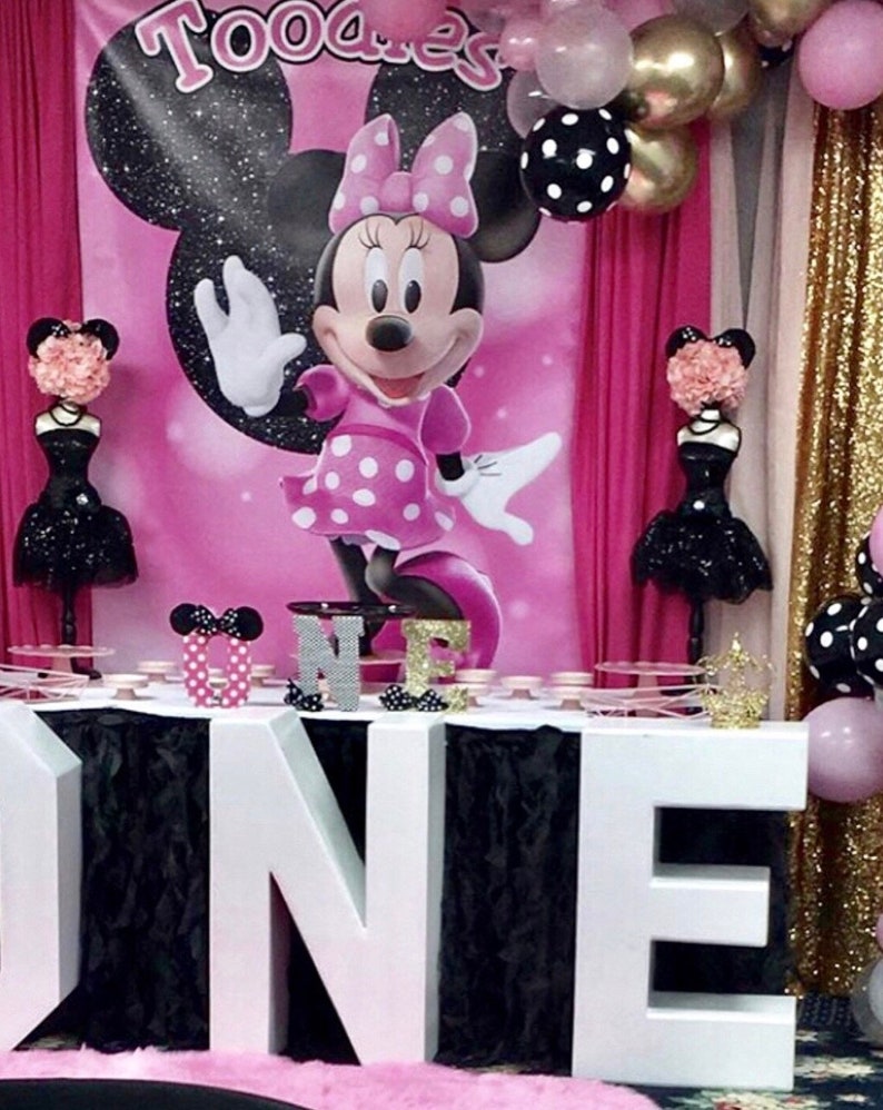 Minnie Mouse 1st Birthday Backdrop Banner Personalized Etsy