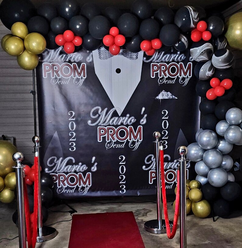 Send Off Backdrop Prom Send off Tuxedo Backdrop - Step and Repeat Backdrop for Prom 2026 ...