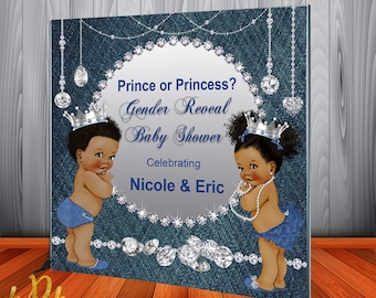 Denim and Diamonds Gender Reveal Baby Shower Backdrop- Custom Gender Reveal Banner for Baby Shower or Gender Reveal Party