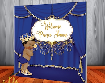 Royal Baby Boy Prince Baby Shower Backdrop- Custom Royal Baby Boy Banner for Baby Shower or Gender Reveal Party