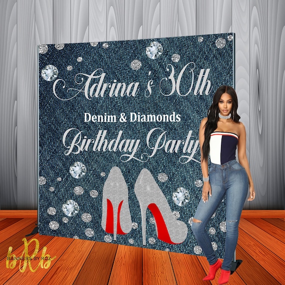 Denim Diamonds Theme Party Backdrop Step N Repeat Backdrop Etsy