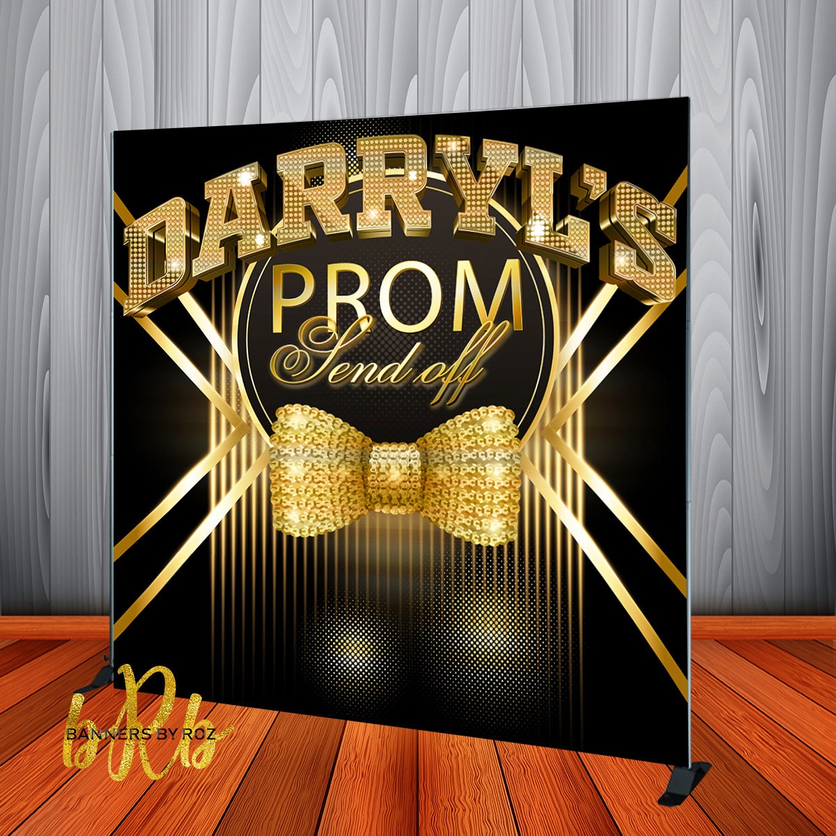 Send Off Backdrop Custom Prom 2026 Send off Backdrop – Black and Gold, Personalized Event ...