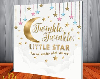 Twinkle Twinkle Little Star Backdrop - Personalized for Gender Reveal - Baby Shower or Birthday