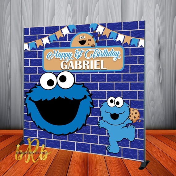 Cookie Monster Backdrop Sesame Street Birthday Party Banner Etsy