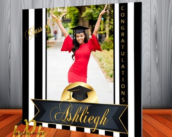 Graduation Photo Backdrop - Personalized Graduation Photo Banner - Class of 2024 Custom Graduation Back for High School and College Grads