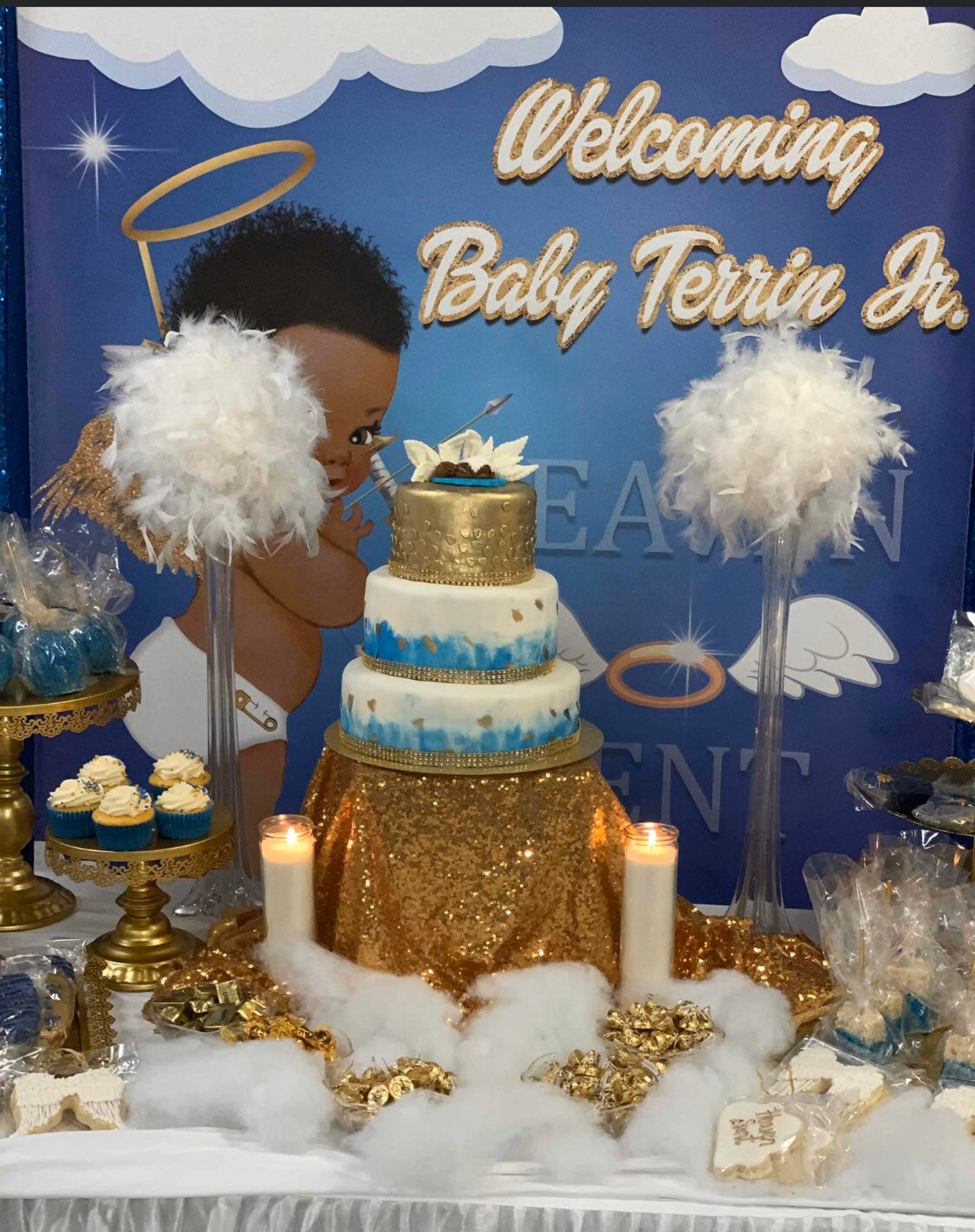 Heaven Sent Baby Shower Boy Backdrop Custom Baby Boy Angel Etsy UK