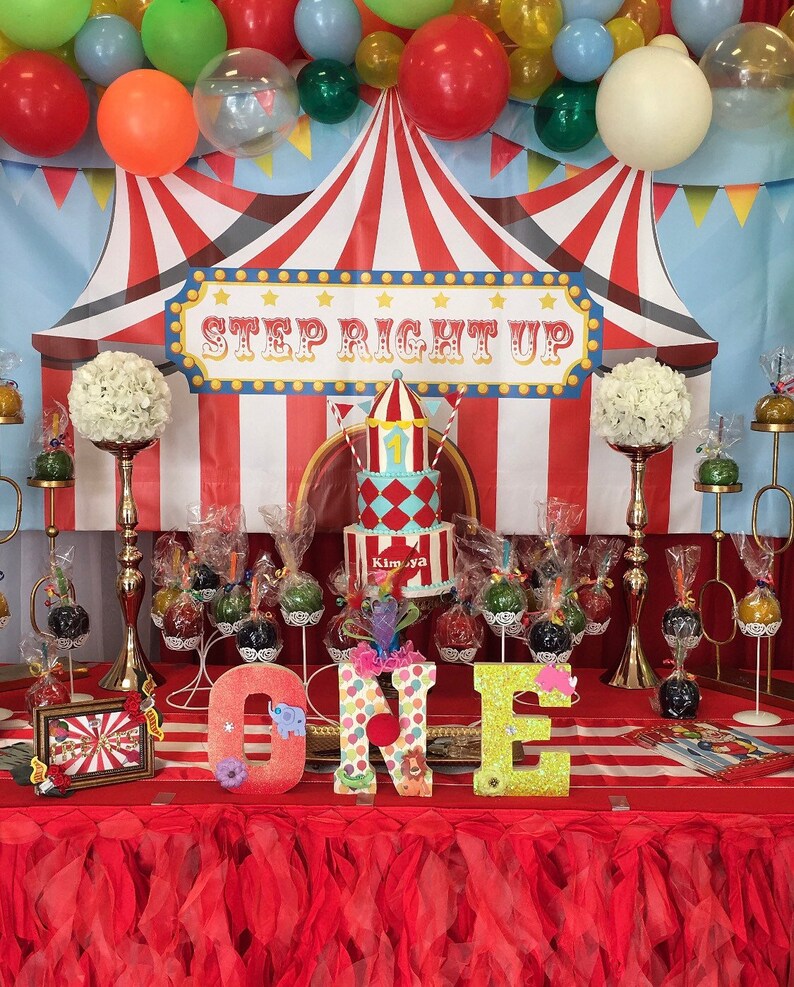 Circus theme party Backdrop Personalized Circus carnival theme Birthday Banners and Backdrops image 2