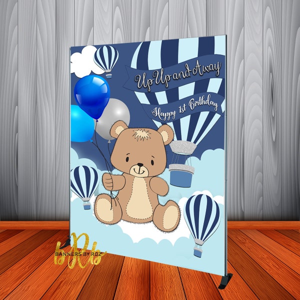 Hot Air Balloon w/ Teddy Bear Backdrop for First Birthday Party- Baby Shower -  Oh the places you'll go!