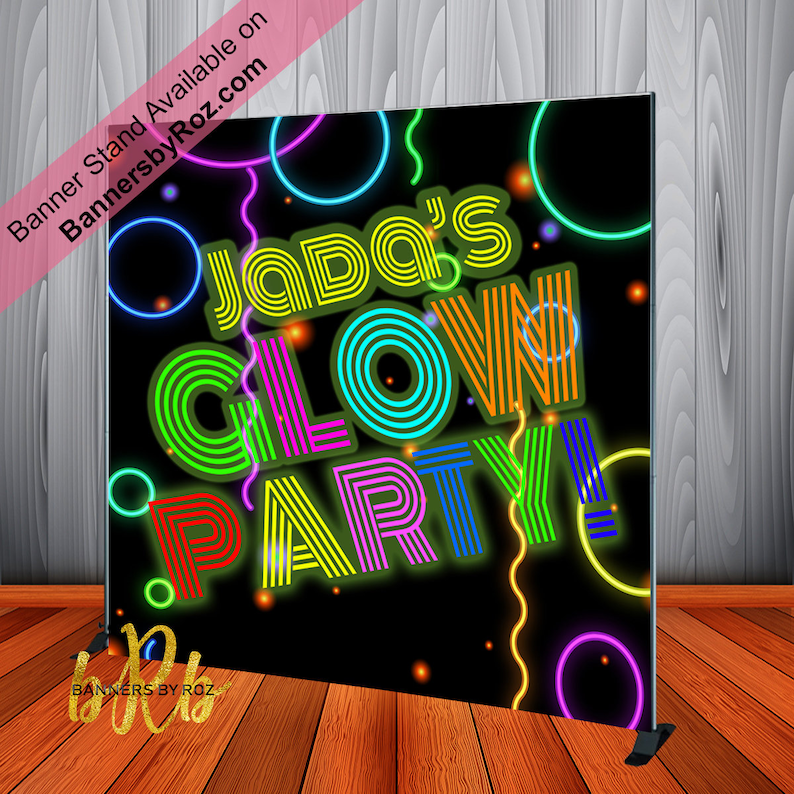 Glow Party Neon Glow in the Dark Backdrop for Birthday Etsy