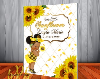 Sunflower Baby Backdrop for Baby Shower or Birthday Party Banner - Personalized Birthday Banner for Birthdays