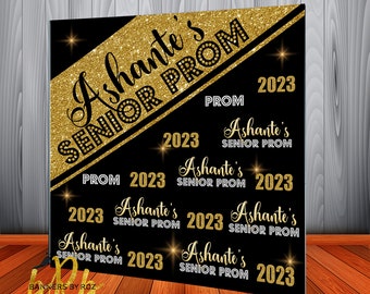 2024 Prom Backdrop Step and Repeat Banner - Prom Send Off Backdrop for Prom Night - Gold and Black Backdrop - Black and Gold Glitter