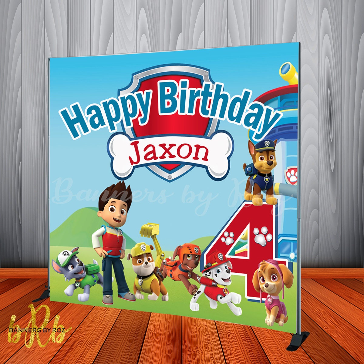 Paw Patrol Birthday Backdrop Banner Personalized Birthday Etsy