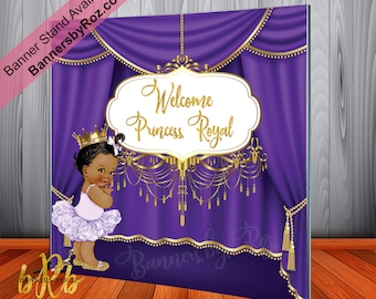 Royal Purple Baby Girl Princess Baby Shower Backdrop- Custom Royal Baby Girl Banner for Baby Shower or Gender Reveal Party
