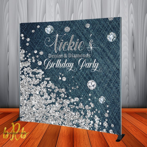 Denim Diamonds Theme Party Backdrop Step N Repeat Backdrop Etsy