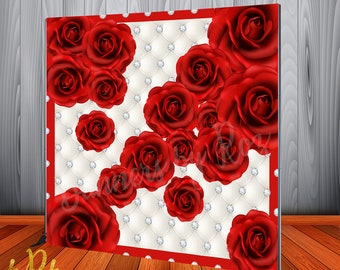 Red Roses Floral Backdrop for Valentine's Day, Weddings, Bridal Showers, Birthdays or any Special Occasion