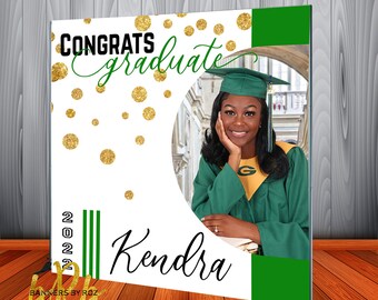 2024 Graduation Photo Banner with School Colors Backdrop - Personalized Graduation Photo Banner - Class of 2024