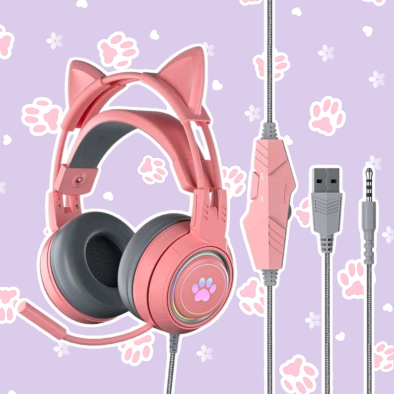 Discord Kitten Kitten Ear Gaming Headset Gamer Egirl Etsy UK
