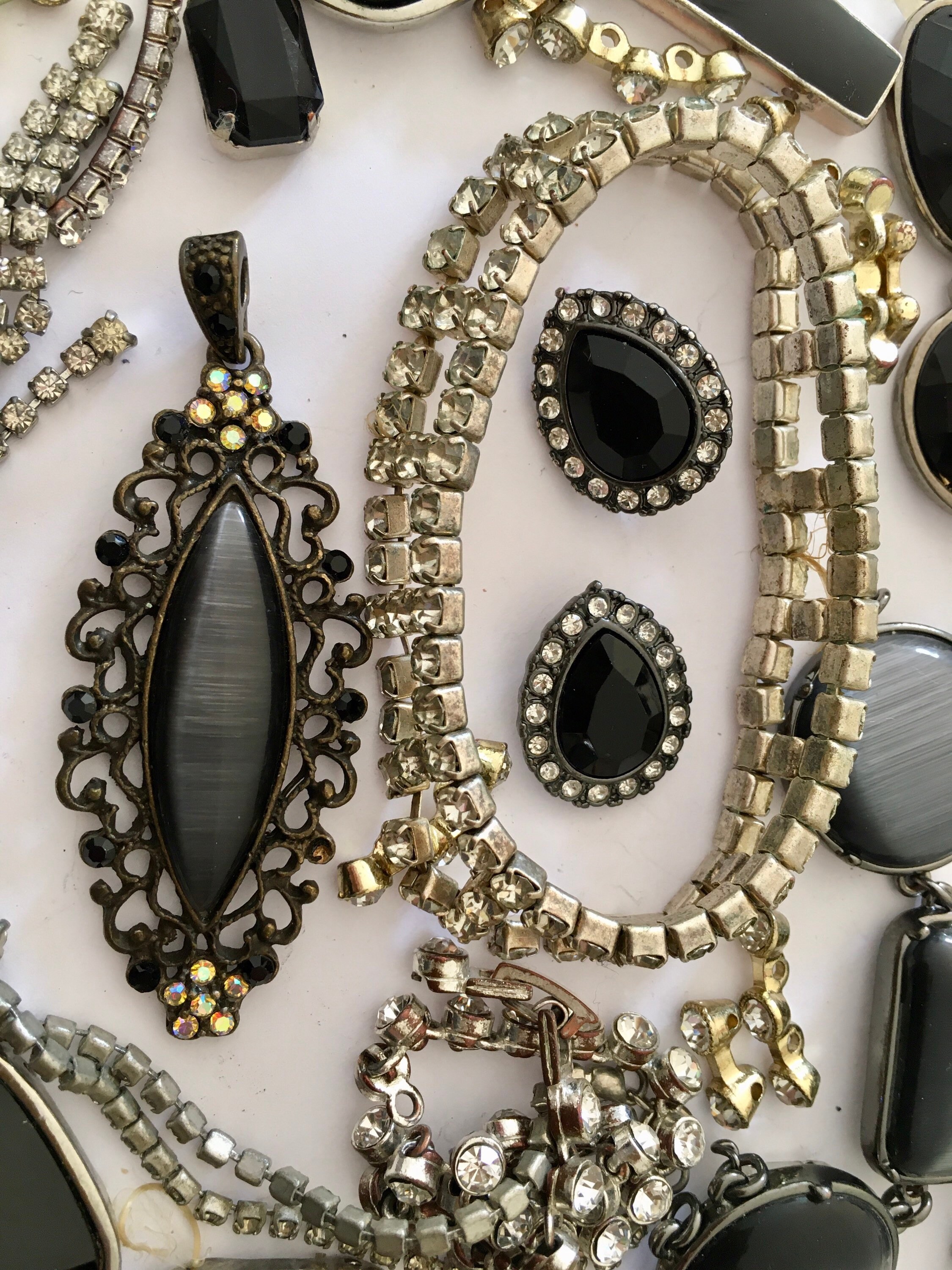 Vintage Embellishments flat Back Black Sparkly Geometric Etsy UK