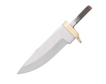 Drop Point Knife Blade Blank 3.75" Stainless with Brass Guard