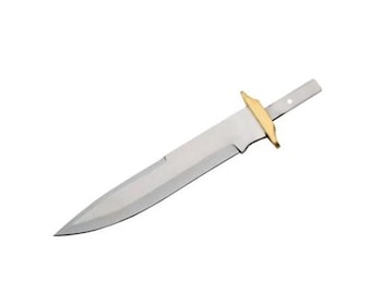 Stainless Bowie Knife Blade Blank 8.25" with Brass Guard