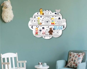 Tonie shelf motif animals printed with desired names / 46 x 40 cm with space for around 30 Tonies / with three shelves and magnetic stickers