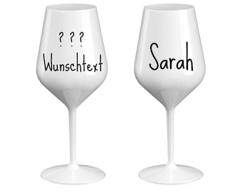 Wine glass made of Tritan personalized with name printed / unbreakable in white or black with desired text / filling quantity 51cl height 21.3 cm