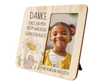 Wooden picture frame for kindergarten farewell / for educators printed with desired text / 20 x 25 cm