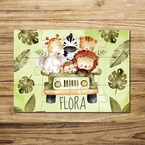 Puzzle Safari made of wood personalized with name / 12 or 30 pieces / 18 x 25 cm / children's puzzle with name motif Safari