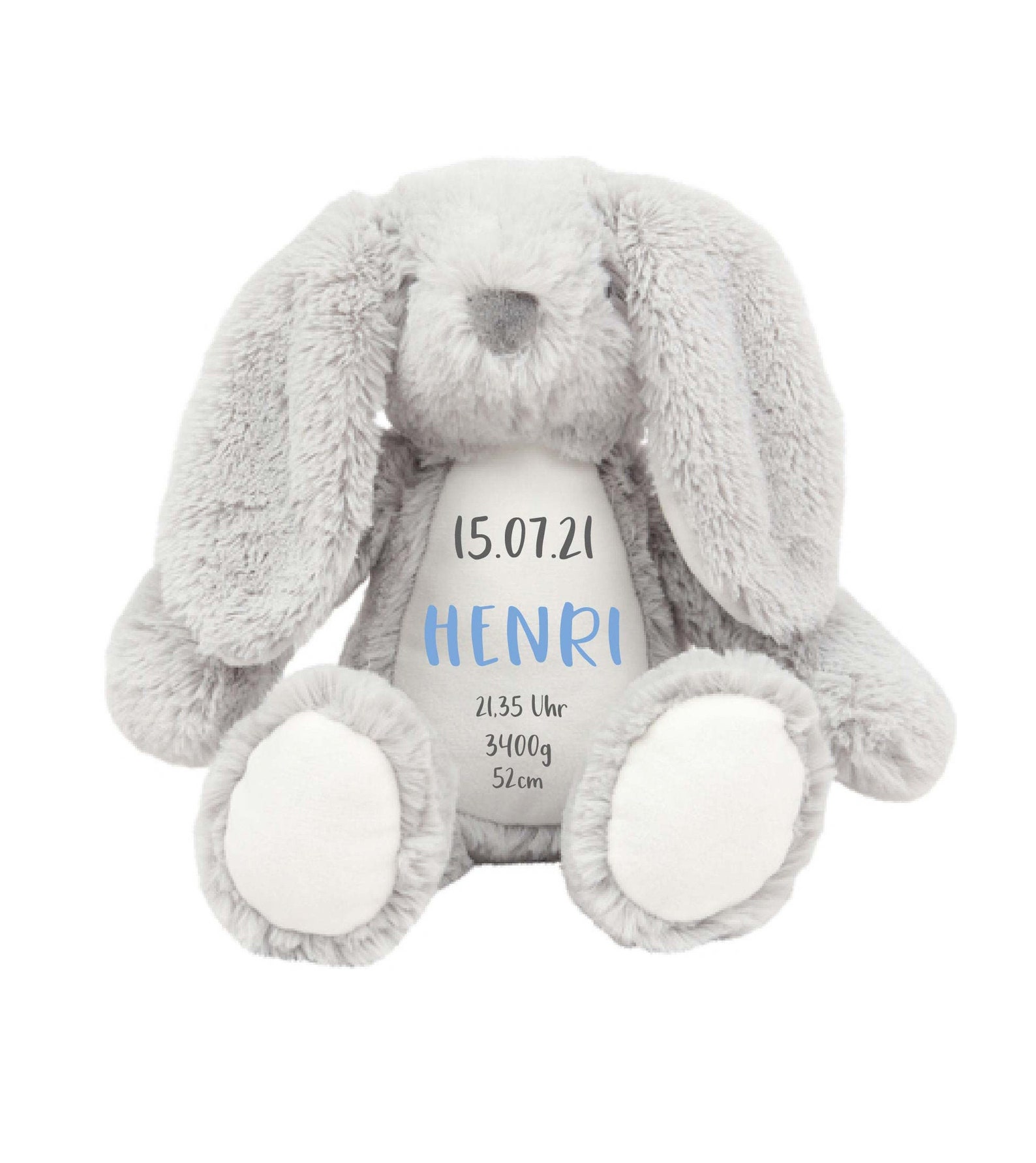 Cuddly toy rabbit printed with name & data / for birth or | Etsy