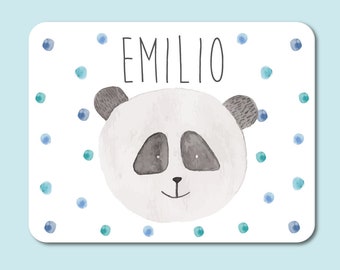 Breakfast board Panda motif printed with desired name / made of food-safe plastic / 20 x 25 cm