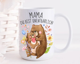 Mother's Day coffee mug / cute funny ceramic mug as a thank you for mom with personalized back / 300 ml