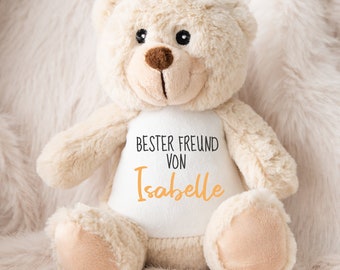 Cuddly toy teddy bear printed with name / soft toy for birth or christening / height 28 cm