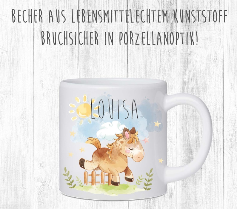 Children's tableware set personalized with name / breakfast board children's plates and cups with name made of melamine / horse image 4