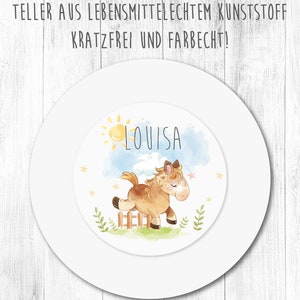 Children's tableware set personalized with name / breakfast board children's plates and cups with name made of melamine / horse image 3