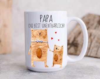 Father's Day coffee mug / cute funny ceramic mug with personalized back / bear papa motif 300 ml