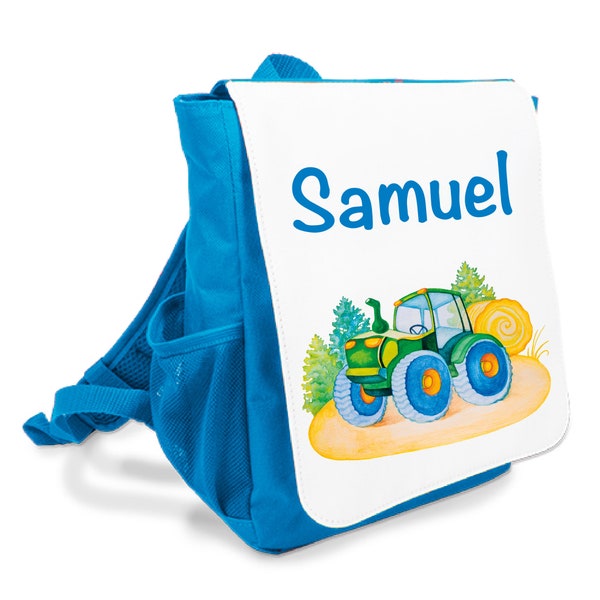 Children's backpack motif trekker for nursery or leisure with name personalized / in blue or pink for girls and boys