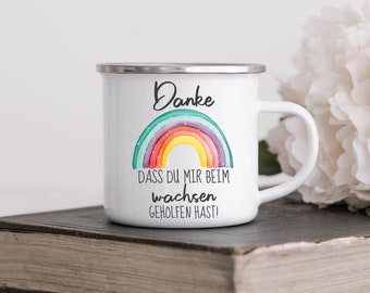 Enamel mug kindergarten farewell / cup for educators printed with desired name / 8 cm diameter 300 ml capacity