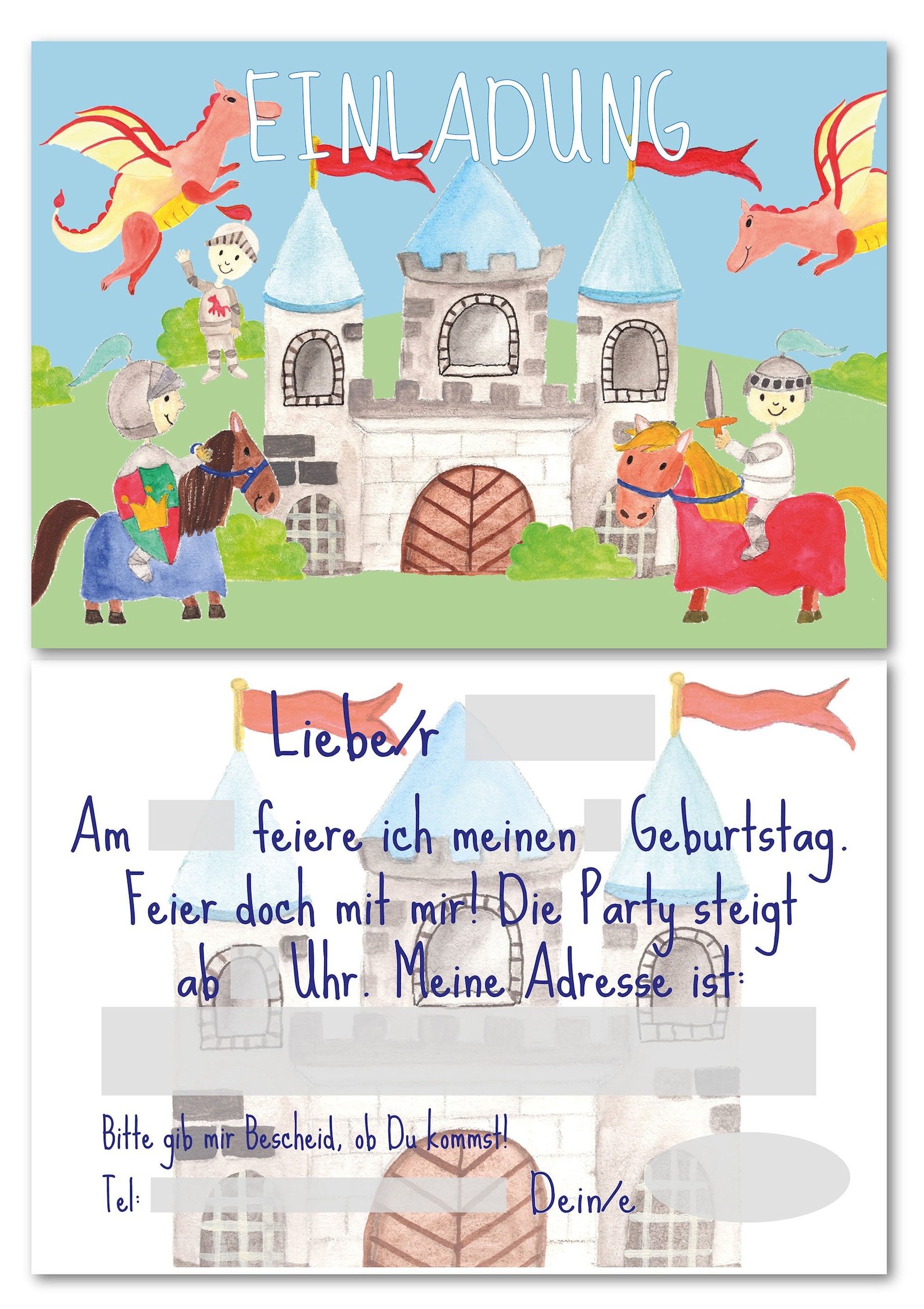 12 Einladungskarten Ritter für Kindergeburtstag / Einladung Etsy.de