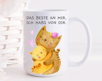 Mother's Day coffee mug / cute funny ceramic mug with personalized back / cat motif 300 ml