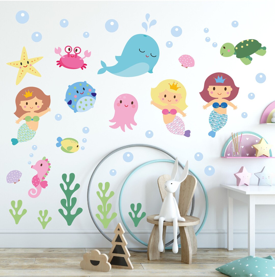 Mermaid Wall Sticker for Baby Room and Nursery / 25 Piece Wall - Etsy