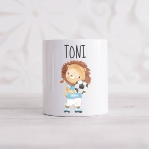 Money box personalized with name / made of ceramic with lion football motif / as a money box or money gift for girls and boys