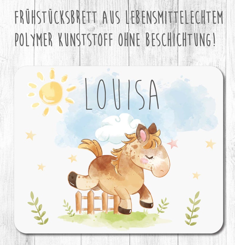 Children's tableware set personalized with name / breakfast board children's plates and cups with name made of melamine / horse image 2