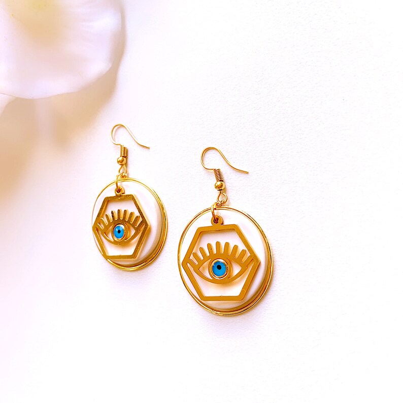 Evil Eye Clay Earrings Black Dangle Evil Eye Earrings Evil Etsy