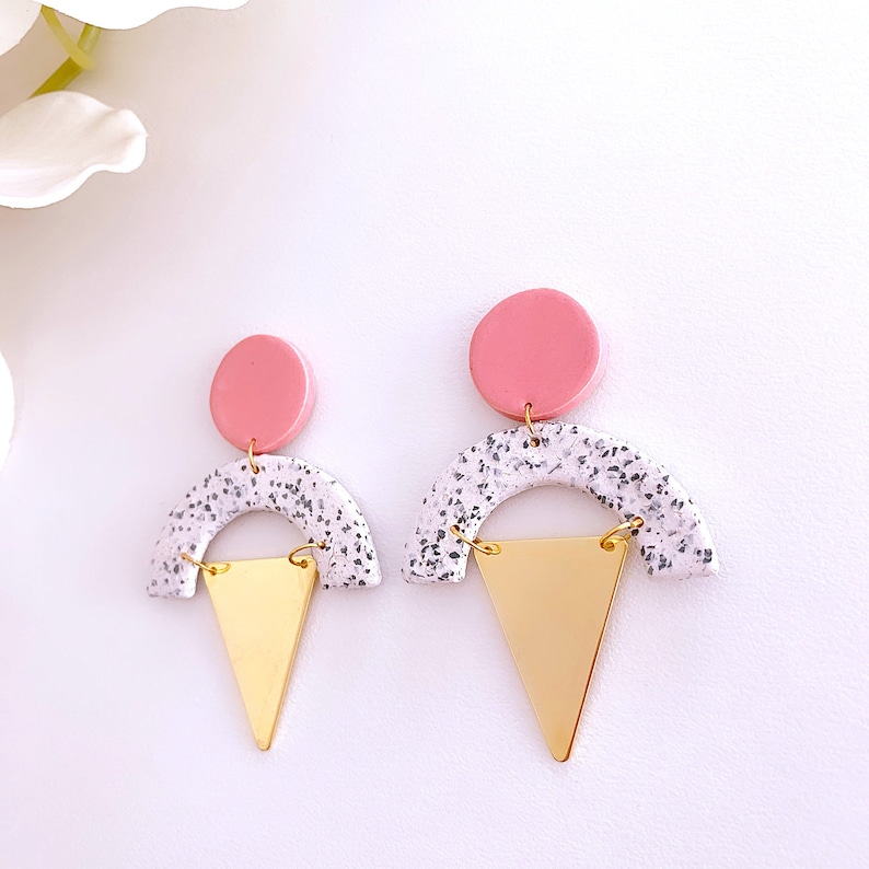 Sparkle Dangle Earrings Valentines Day Minimalist Earrings Stud Earrings Clay Stud Earrings Geometric Clay Statement Earrings