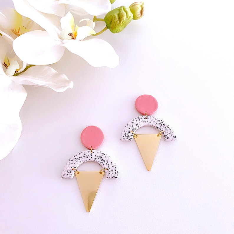 Sparkle Dangle Earrings Valentines Day Minimalist Earrings Stud Earrings Clay Stud Earrings Geometric Clay Statement Earrings