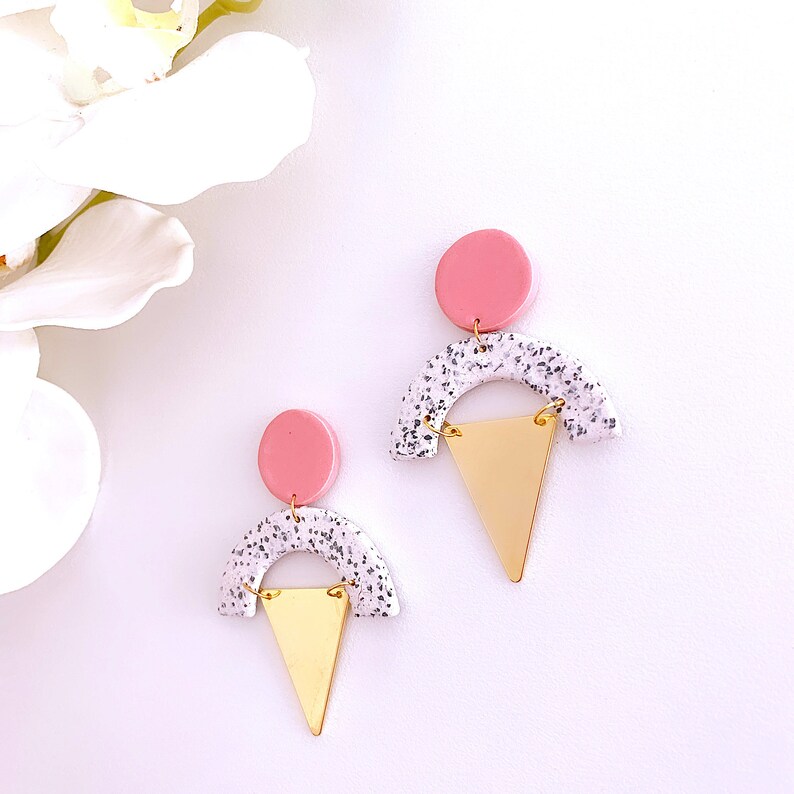 Sparkle Dangle Earrings Valentines Day Minimalist Earrings Stud Earrings Clay Stud Earrings Geometric Clay Statement Earrings