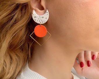 Clay Earrings + handmade + minimalist + statement earrings