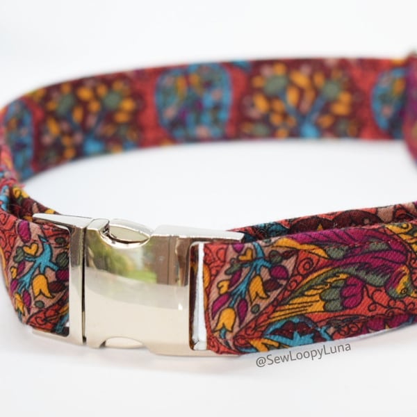 Paisley print dog or cat collar (rose gold hardware available)